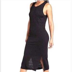 Athleta Seamless Laser Cut Black Midi Dress Small